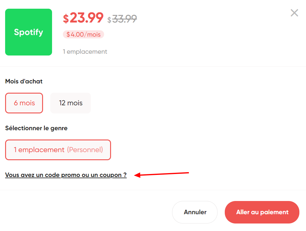 Note-se que o preço mensal difere entre a assinatura de 6 meses (4 $/mês) e a assinatura de 12 meses (2,94 $/mês).