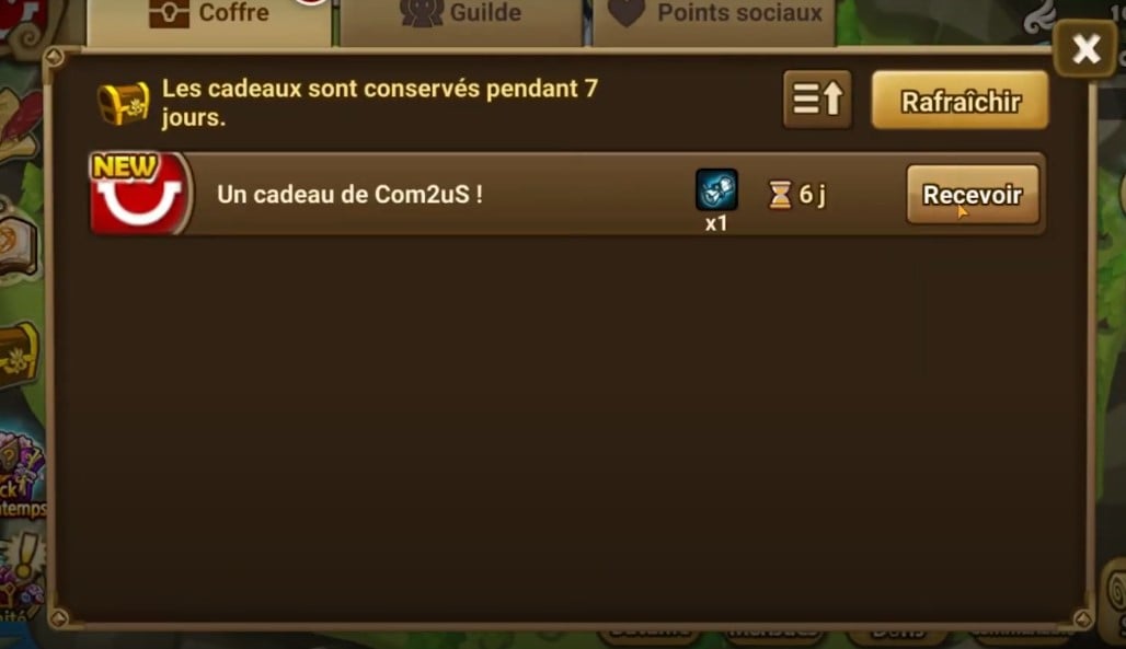 Belohnung, die bei Summoners War abgeholt werden kann