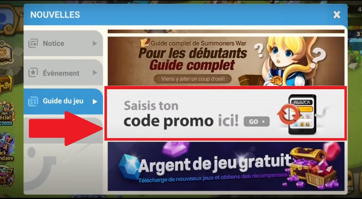 Option Promo-Code eingeben