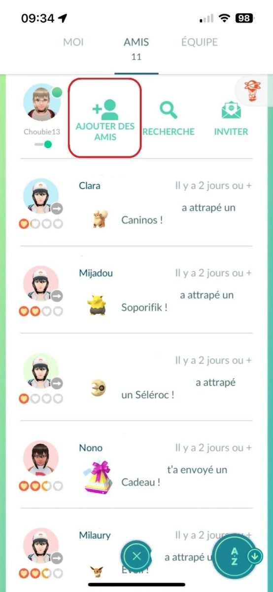Click on Add friends on Pokémon GO