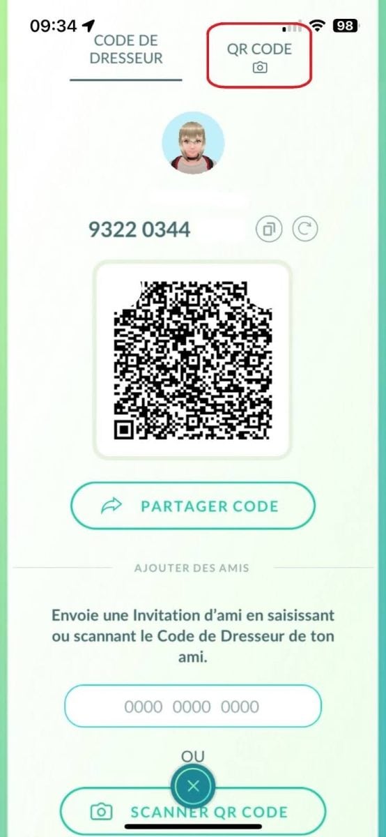 QR code selection in Pokémon GO