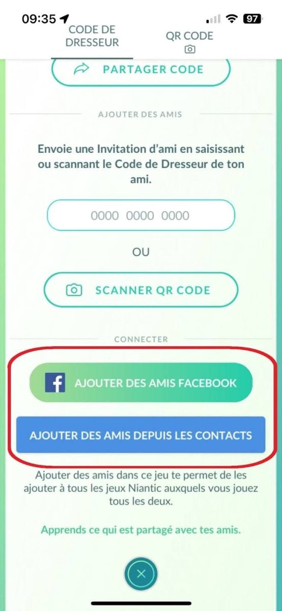 Add friends via contacts on Pokémon GO
