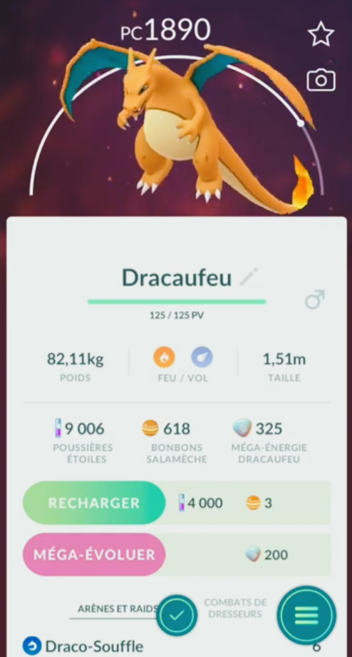 Evolução bem sucedida de Reptincel para Pokémon Go Firecracker 