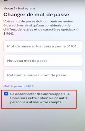 A opção Desligar de outros dispositivos no Instagram