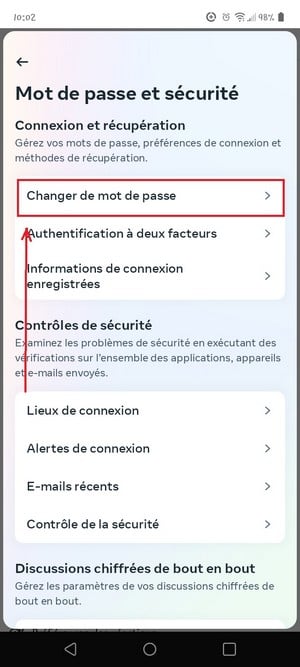 Opção para alterar a sua palavra-passe do Instagram através do Facebook