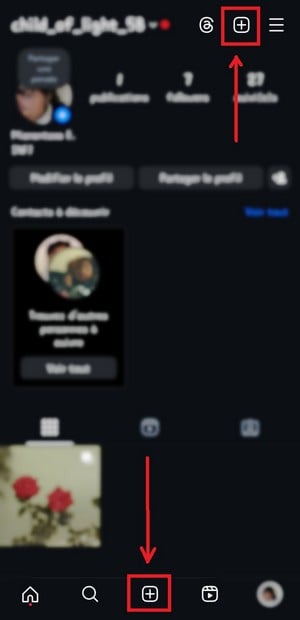 Schaltflächen zum Erstellen eines Real auf Instagram