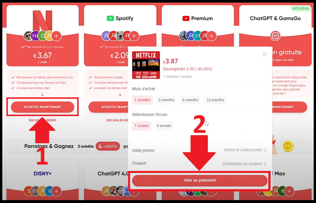 Varias ofertas de suscripción a Netflix están disponibles en GamsGo.