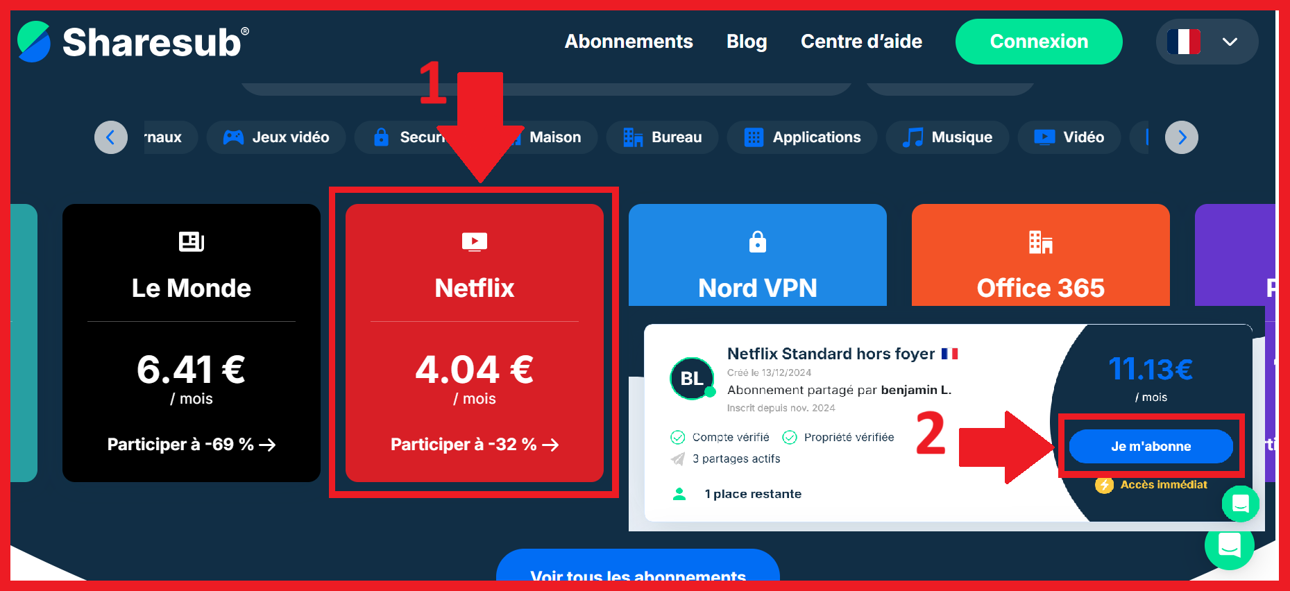 Hay varias ofertas de suscripción a Netflix disponibles en Sharesub. 