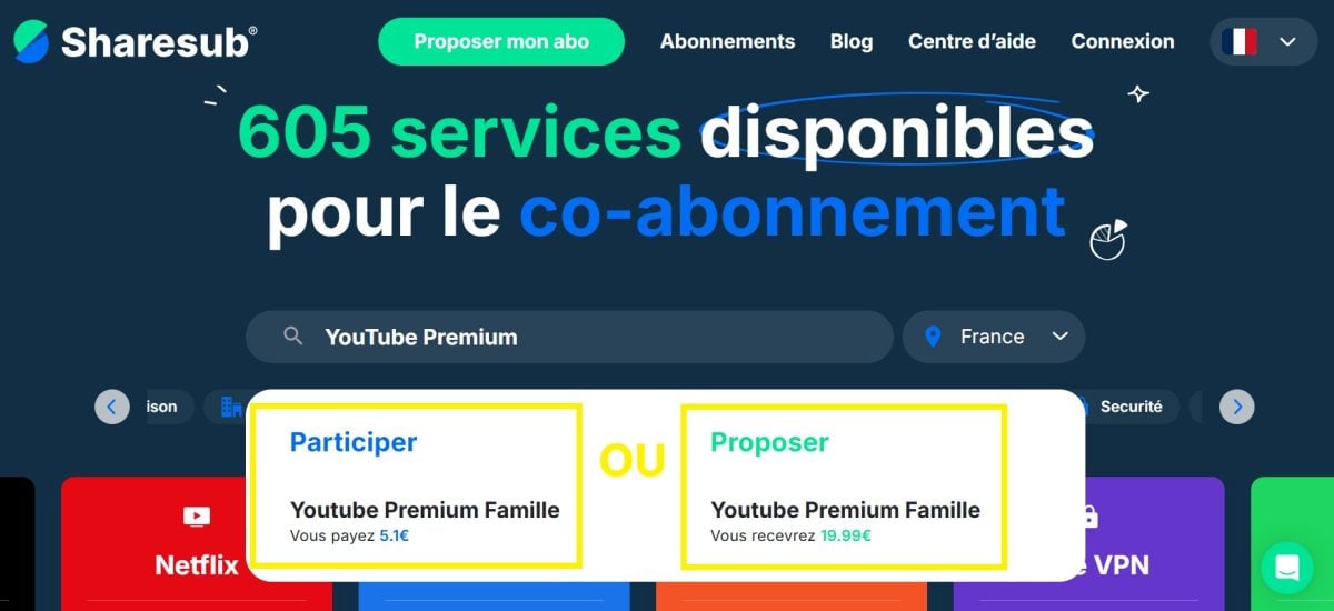 Con Sharesub, è possibile unirsi a un abbonamento YouTube Premium Family esistente o creare un gruppo da condividere con altri abbonati.