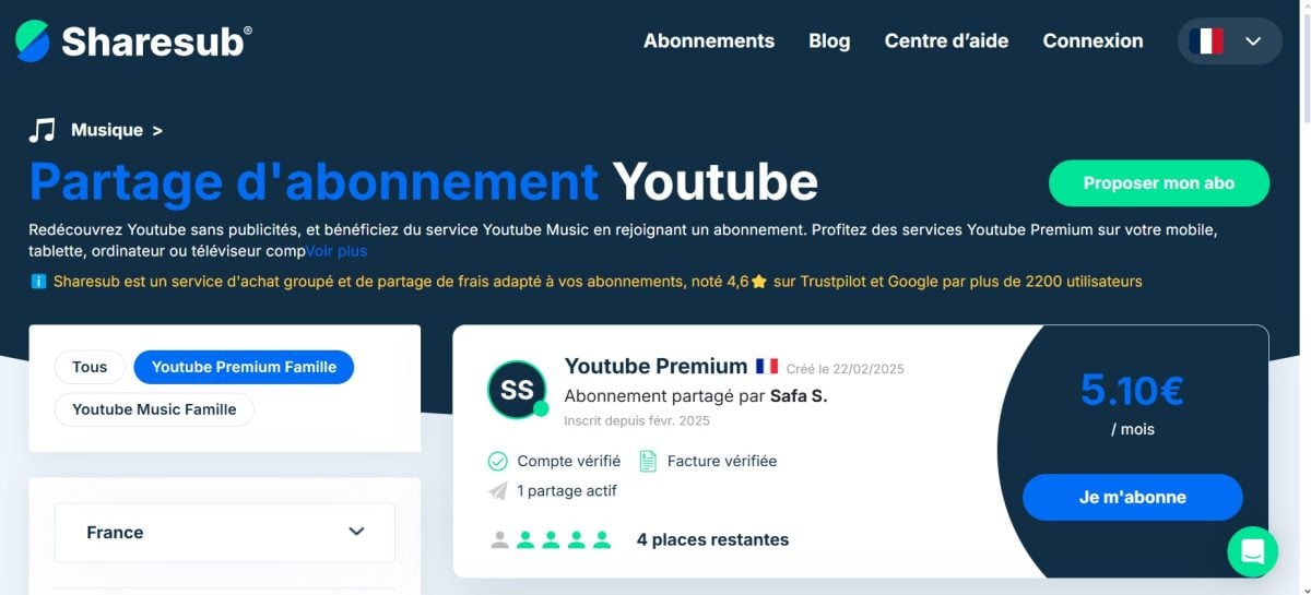 Per usufruire del servizio Sharesub, ricordate di scegliere un gruppo in cui il proprietario dell'abbonamento si trovi nello stesso Paese in cui vi trovate.