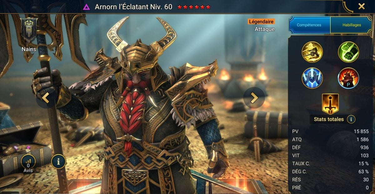 Guia de domínio, graça e artefacto para Arnorn, o Brilhante, em RSL 