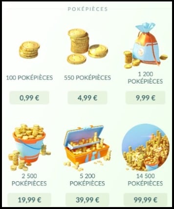 Os pacotes Poképièces também estão disponíveis na Pokémon GO Shop. 