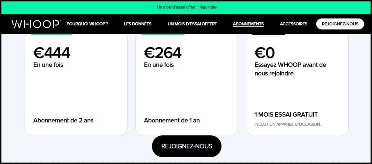 O WHOOP oferece várias fórmulas de subscrição