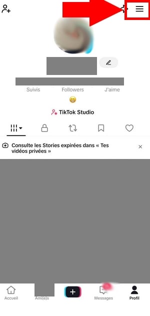 Click on the three horizontal lines