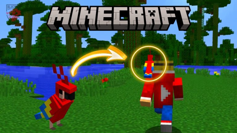 Иллюстрация укрощения попугая в Minecraft