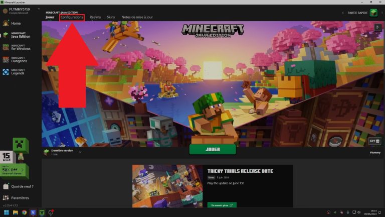 Comment changer de version sur Minecraft Java 2026