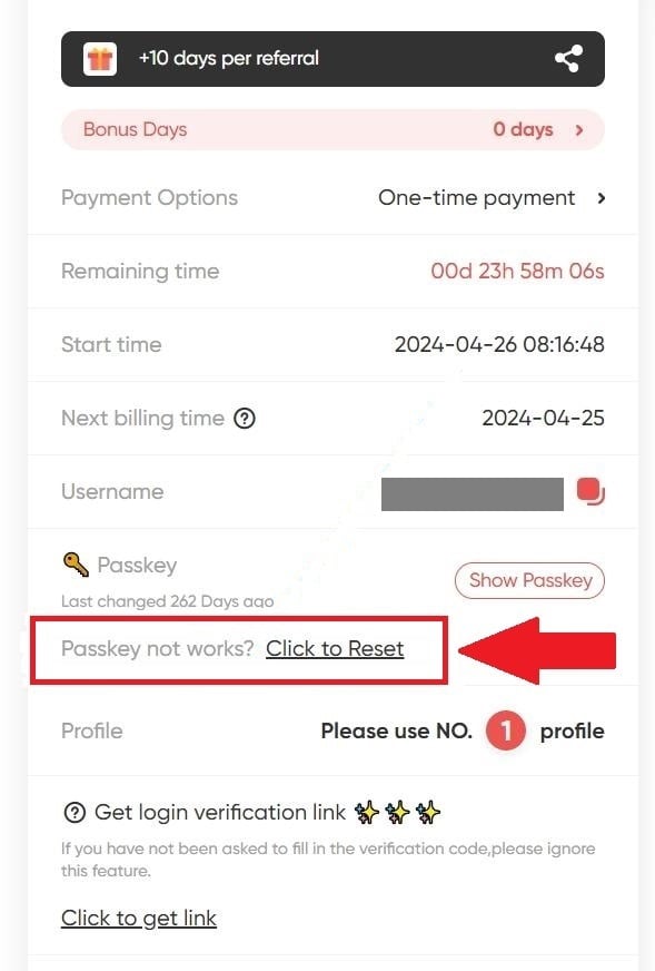 Appuyez sur "REINITIALISER" pour obtenir un nouveau mot de passe