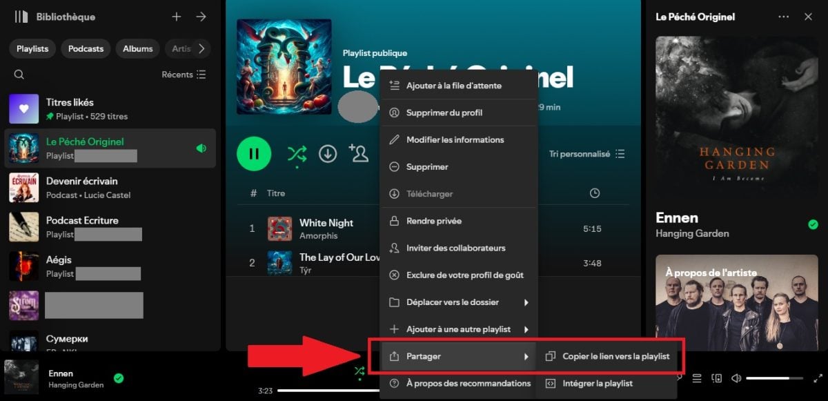 Copiez le lien de votre playlist Spotify en un clic !