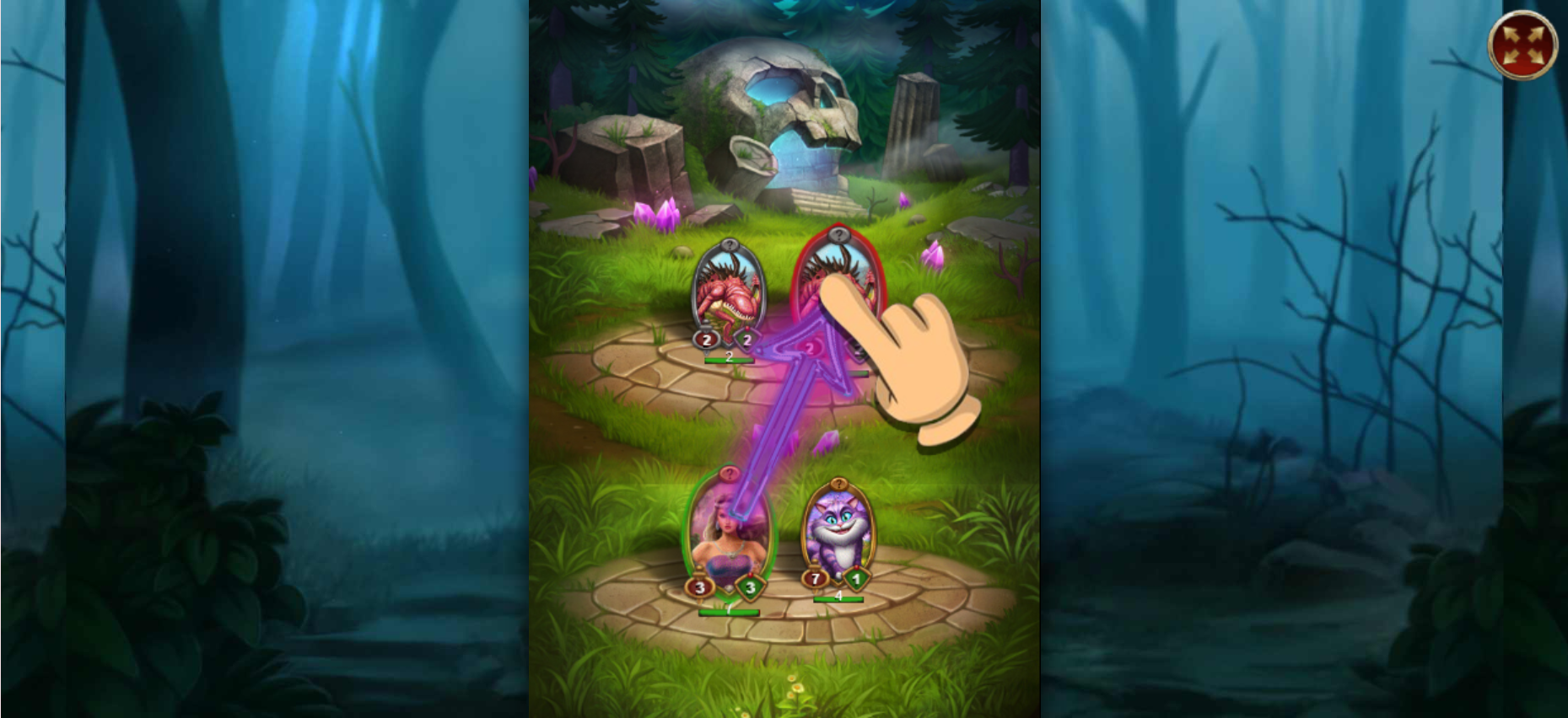 Mirrorland combat phase: Select your character and pull him towards the opponent you wish to attack.