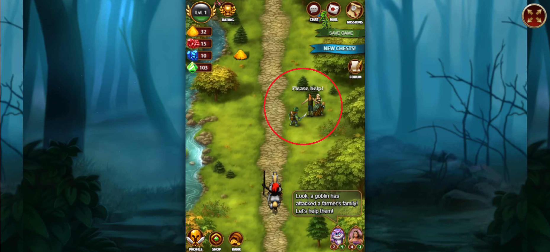 Here is an example of an obligatory quest in which you had to save a PNG family from a Goblin