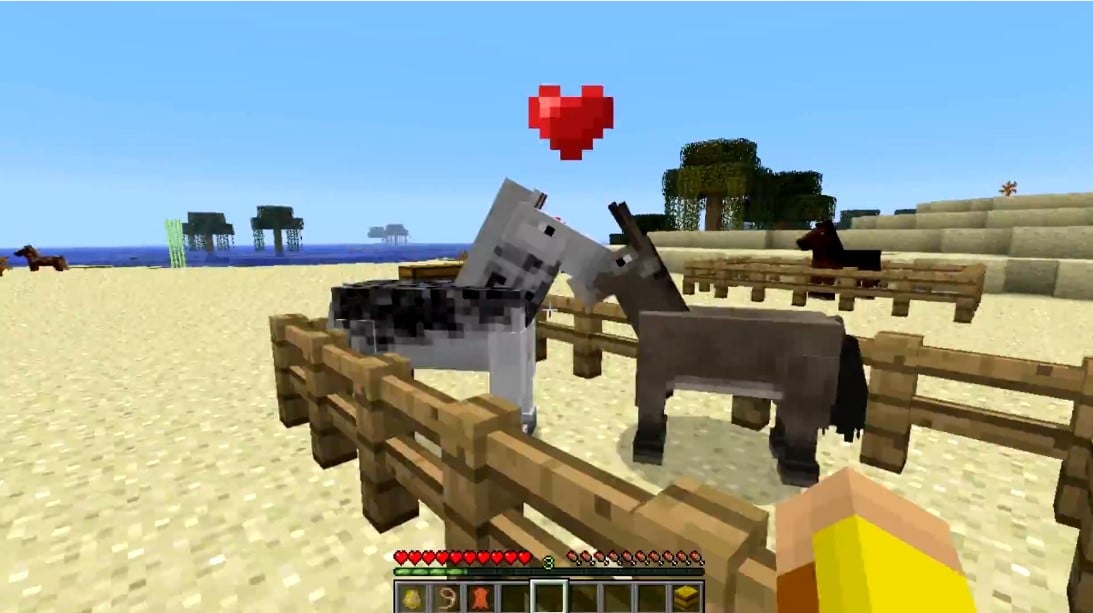 Dos caballos enamorados en Minecraft