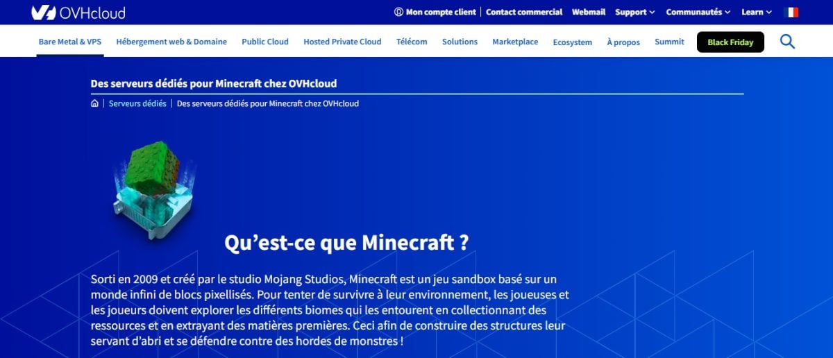 OVHcloud, un provider di hosting di qualità per il vostro server Minecraft