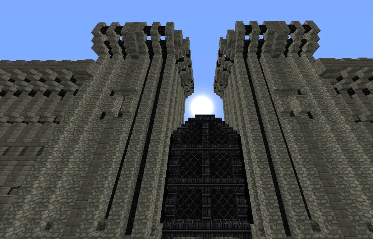 Un portal enorme y llamativo en Minecraft