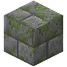 Un bloque de piedra cortada musgosa en Minecraft