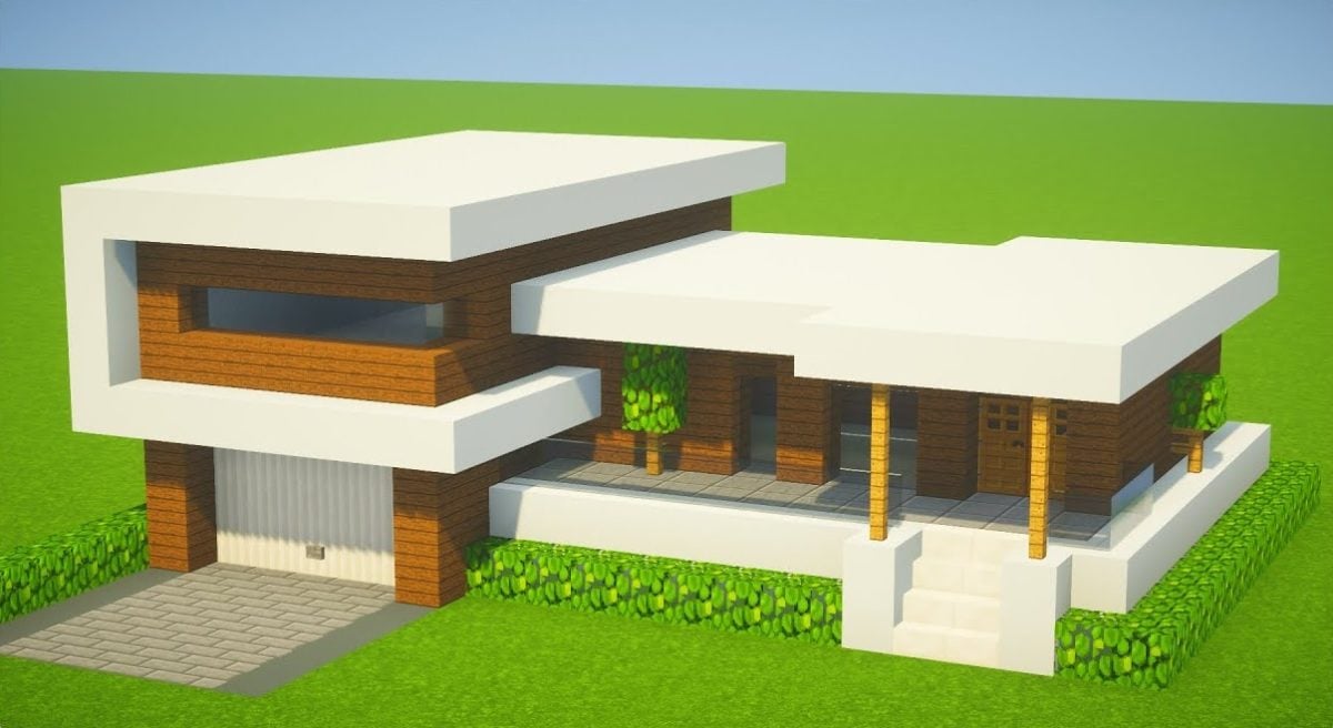 Uma casa moderna com um telhado plano criada por YouTubeur Cardex