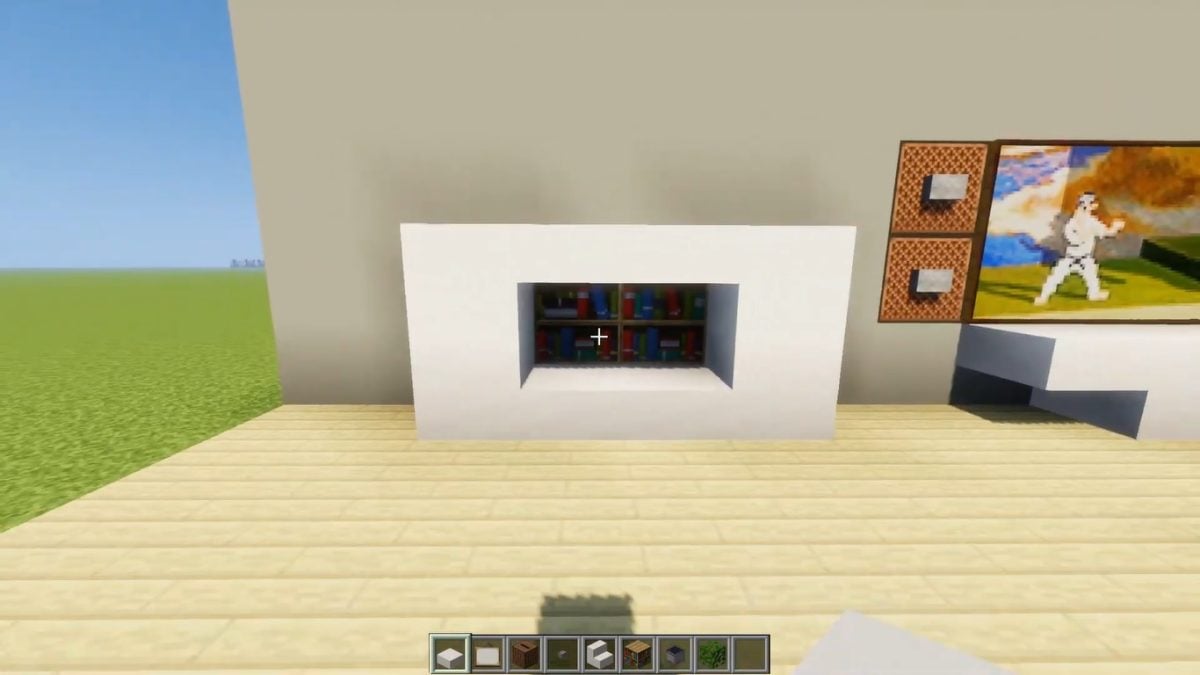 Que tal adicionar uma estante de livros ao lado do seu televisor Minecraft?