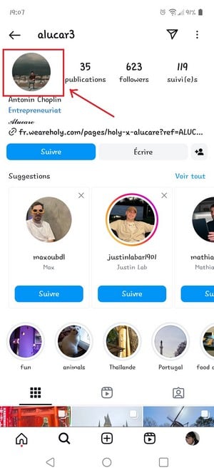Imagem de perfil do Instagram