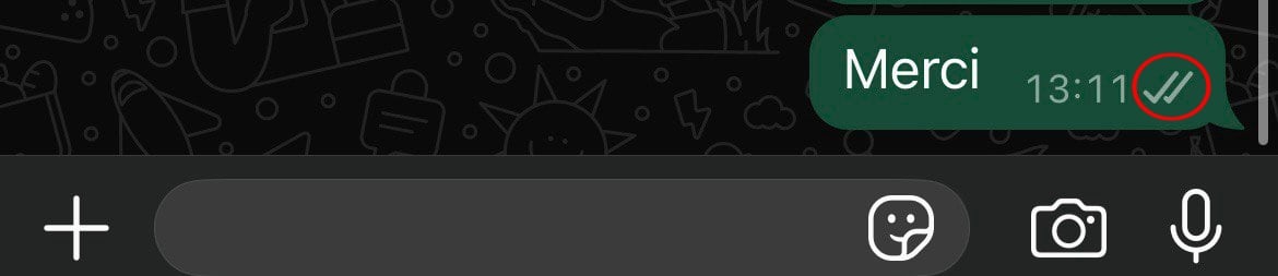WhatsAppに2つのグレーのダニ