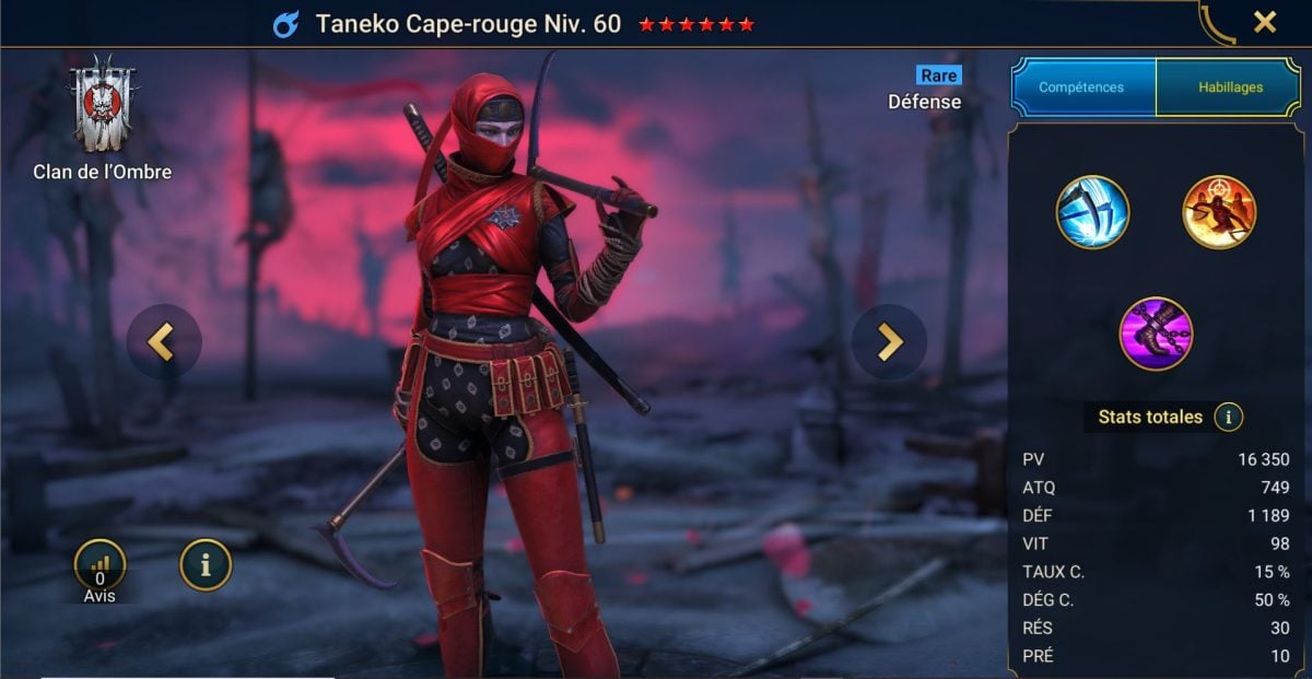 Mastery guide, nåde og artefakt på Taneko Redcloak Taneko på RSL 