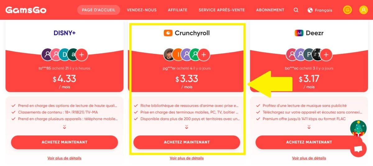 GamsGo経由でCrunchyrollを購読するには、「今すぐ購入」をクリックしてください。