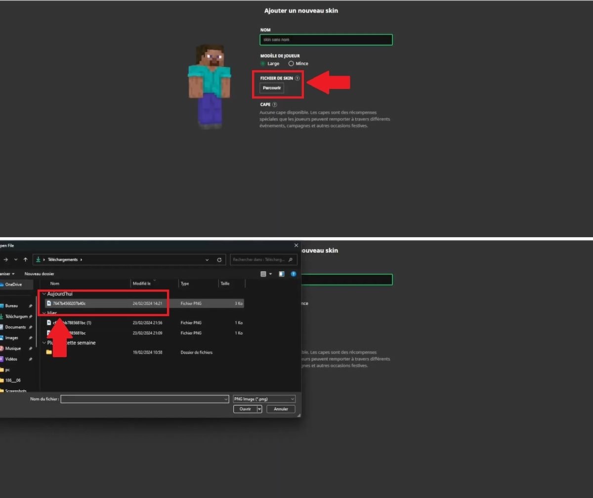 Haz clic en "Examinar" para elegir una skin de tu ordenador