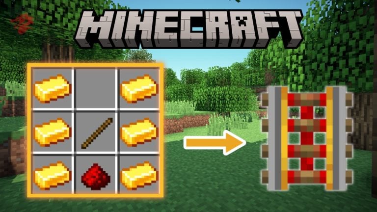Ilustração da construção de carris no Minecraft