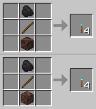 Tempatkan ketiga bahan tersebut di atas satu sama lain di atas meja kerajinan Minecraft untuk menciptakan obor jiwa.