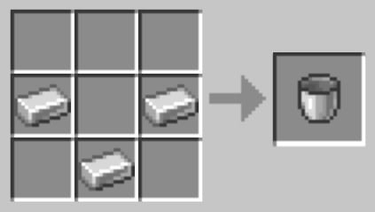 Berikut ini cara mengatur batang besi di kisi-kisi kerajinan untuk mendapatkan ember Minecraft