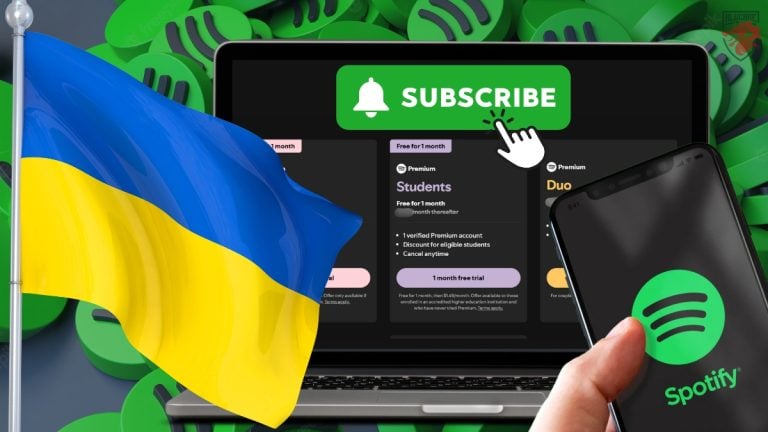 Ilustração da subscrição do Spotify Premium na Ucrânia