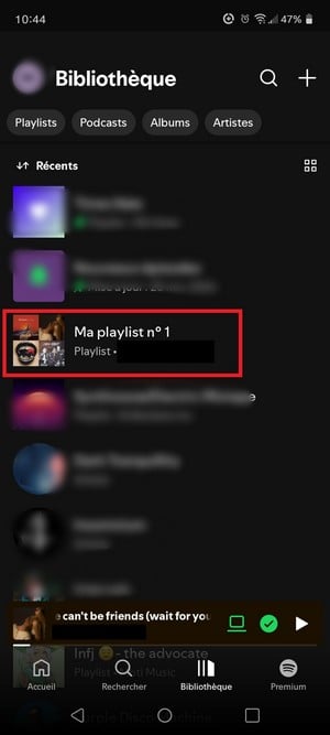 Lista de reproducción para descargar de la biblioteca en la aplicación móvil de Spotify