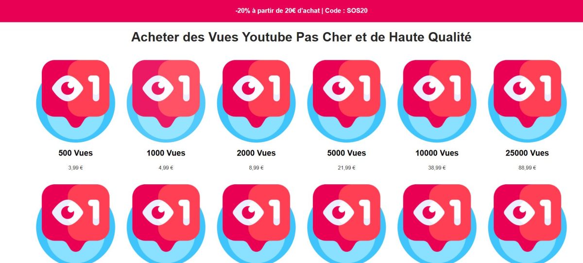 Vis&atilde;o geral dos servi&ccedil;os oferecidos por <span class="notranslate" data-no-translation="">Sosvues</span> para o YouTube. &copy;Karen para Alucare.fr