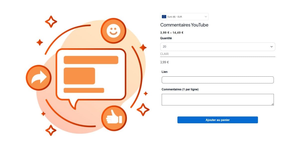 Com o Rocket2fame, compre comentários a partir de 3,99 € para o YouTube! 