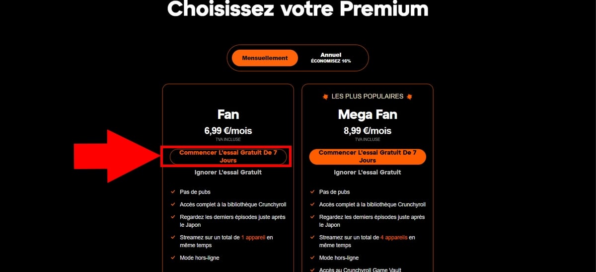 Empieza una prueba gratuita de 7 días de la oferta Fan de Crunchyroll