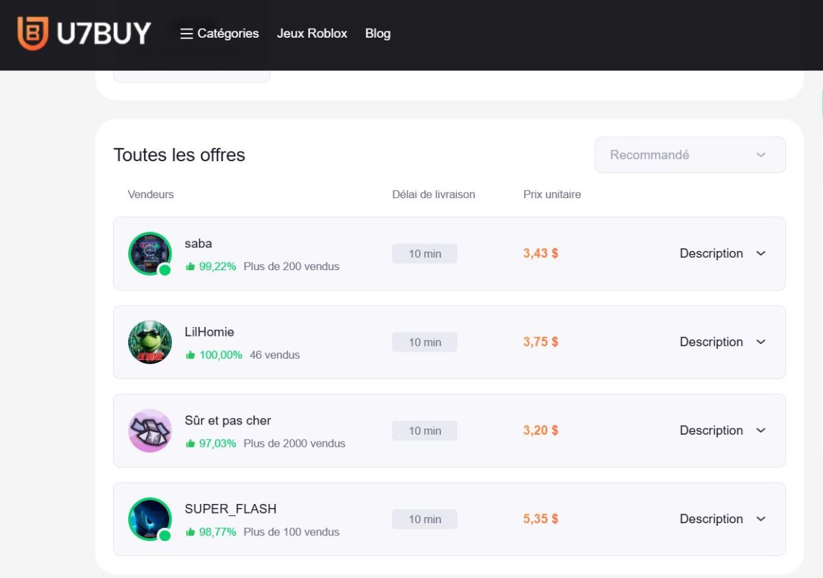 Comparer les vendeurs de compte Crunchyroll sur U7BUY pour choisir le meilleur prix