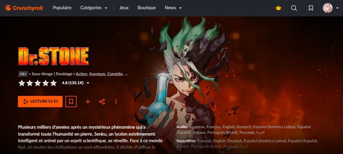 Dr Stone no Crunchyroll