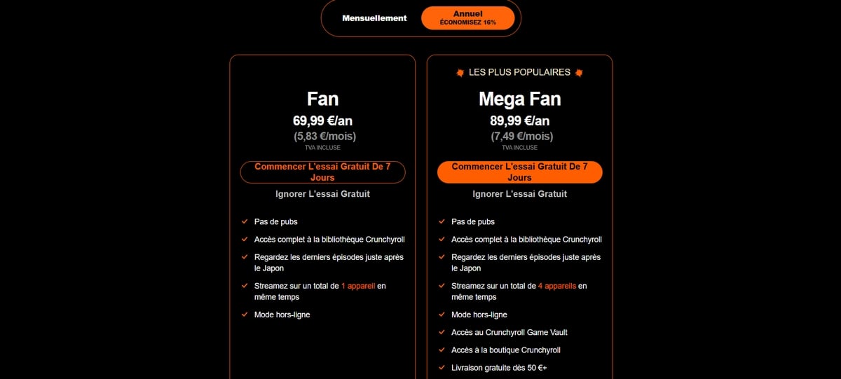 Langganan tahunan Crunchyroll
