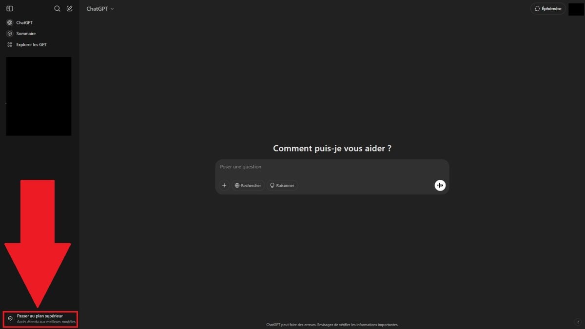 Der Ort, an dem Sie auf ChatGPT Plus oder Pro umsteigen können. ©️Dramsey für Alucare.fr