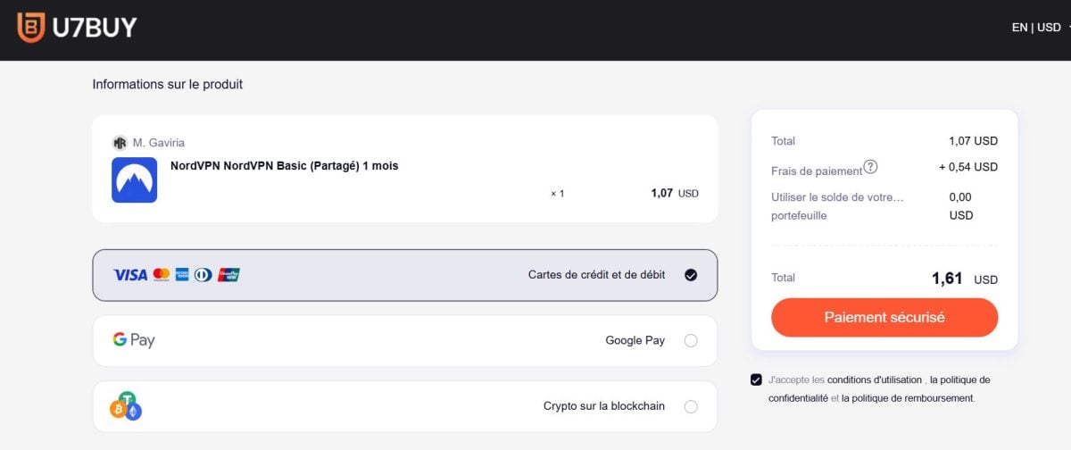 Secure payment on U7BUY