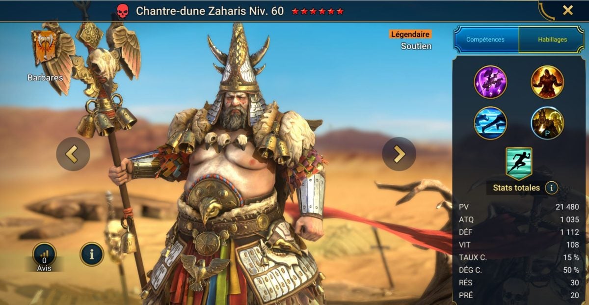 Guía de maestrías, gracia y artefacto en Dune Herald Zaharis en RSL 