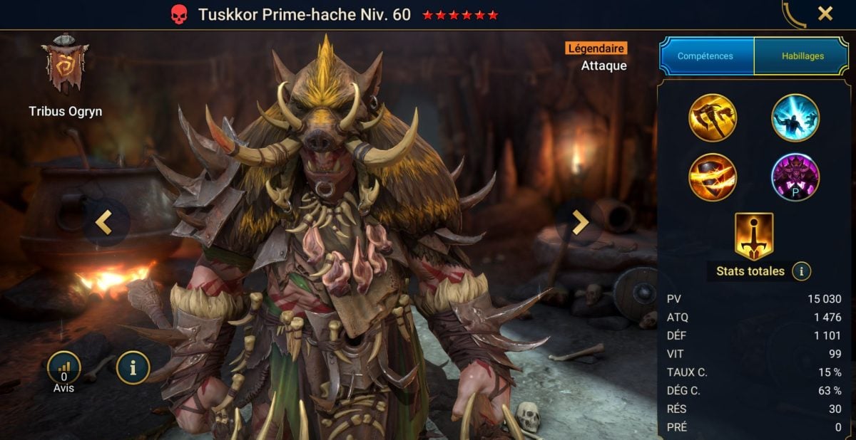 Imagen del campeón : Tusskor Prime-hache (Primer Hacha Tuskkor) en Raid Shadow Legends